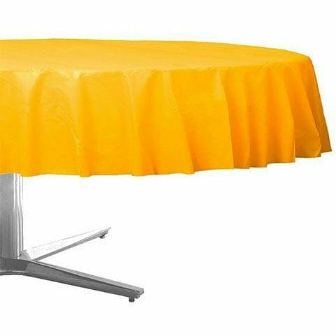 Amscan BASIC Sunshine Yellow Plastic Round Table Cover 84in