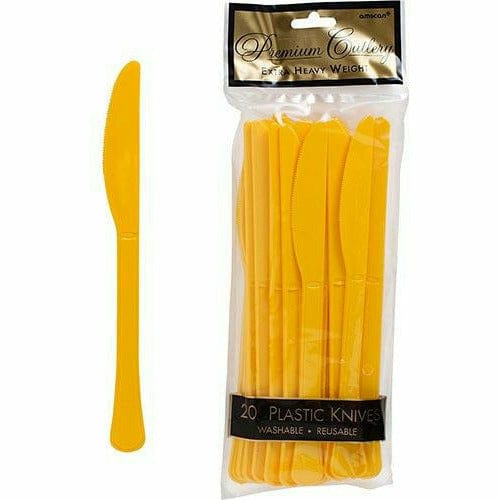 Amscan BASIC Sunshine Yellow Premium Plastic Knives 20ct