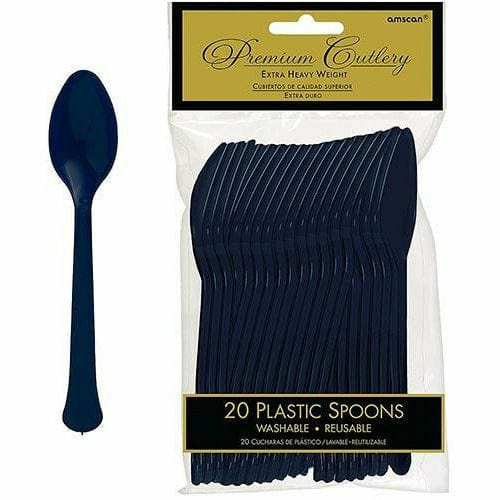 Amscan BASIC True Navy Blue Premium Plastic Spoons 20ct