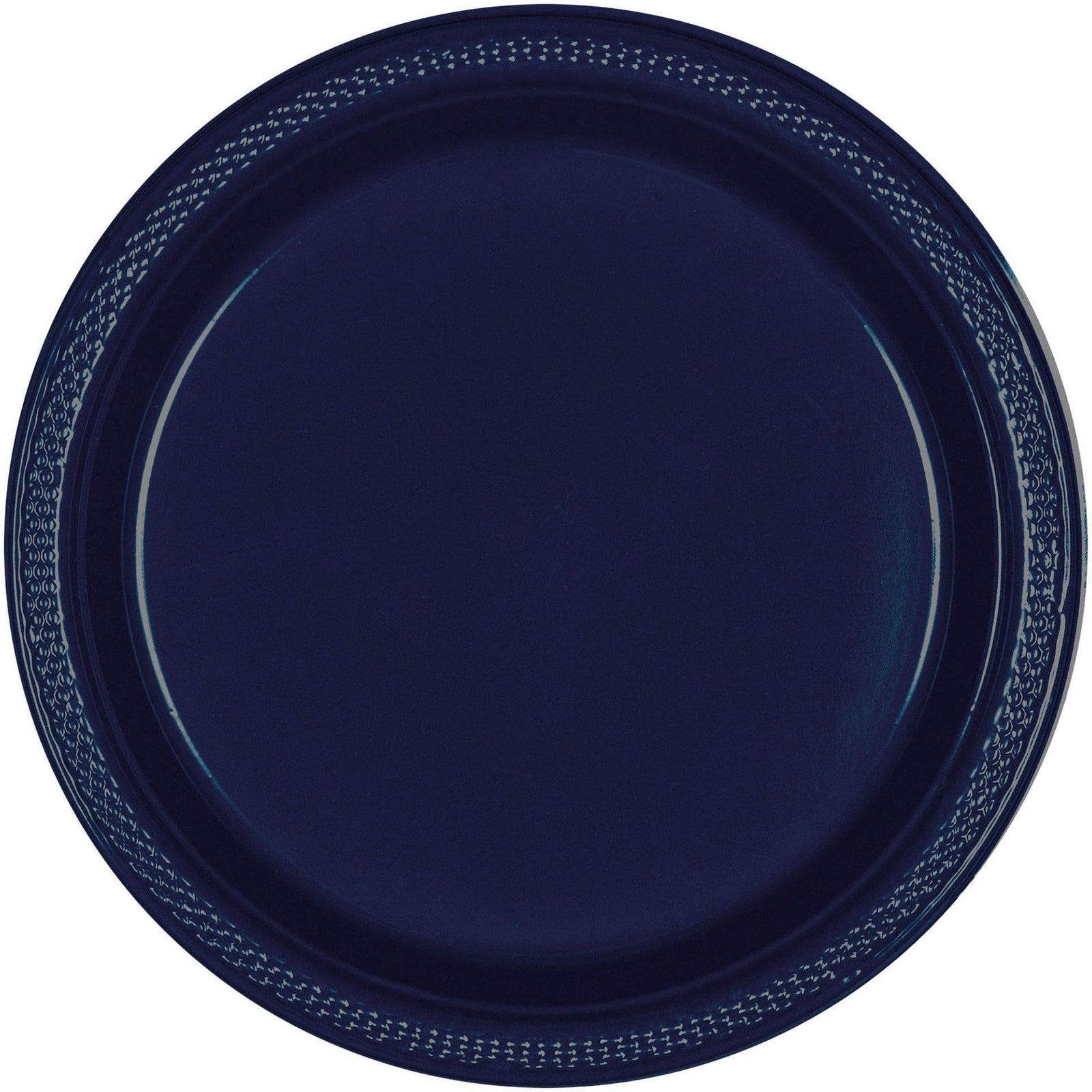 Amscan BASIC True Navy Round Plastic Plates - 7 in.