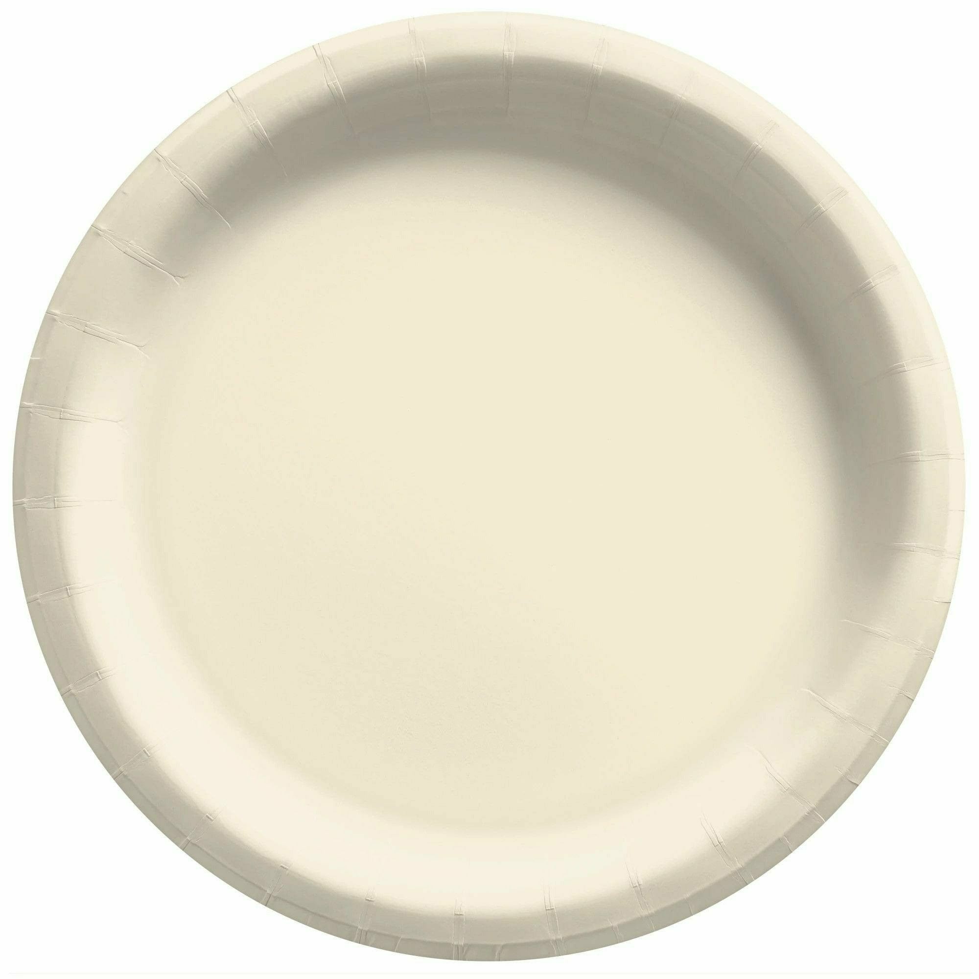 Amscan BASIC Vanilla Creme - 8 1/2" Round Paper Plates, 50 Ct.