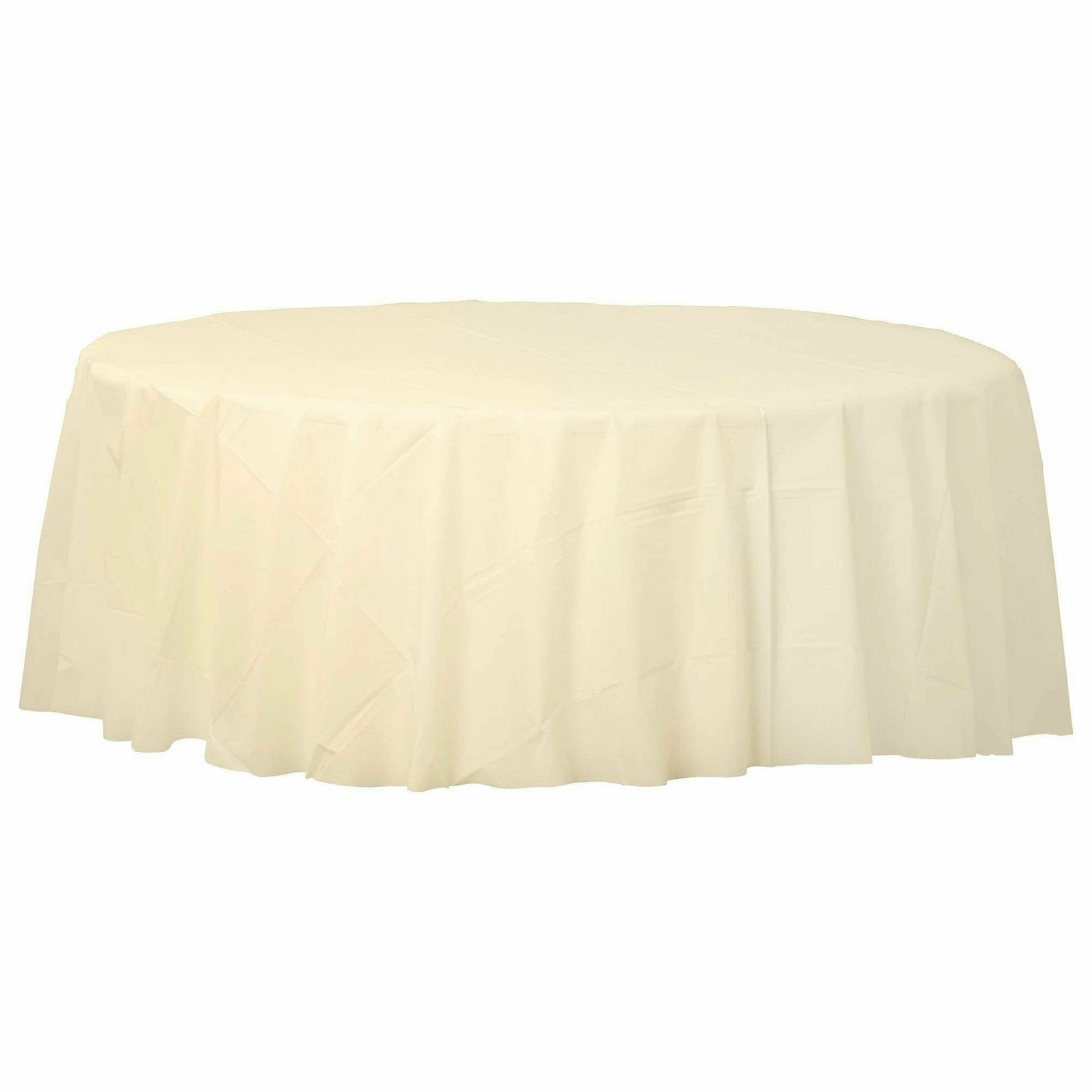 Amscan BASIC Vanilla Creme - 84" Round Plastic Table Cover