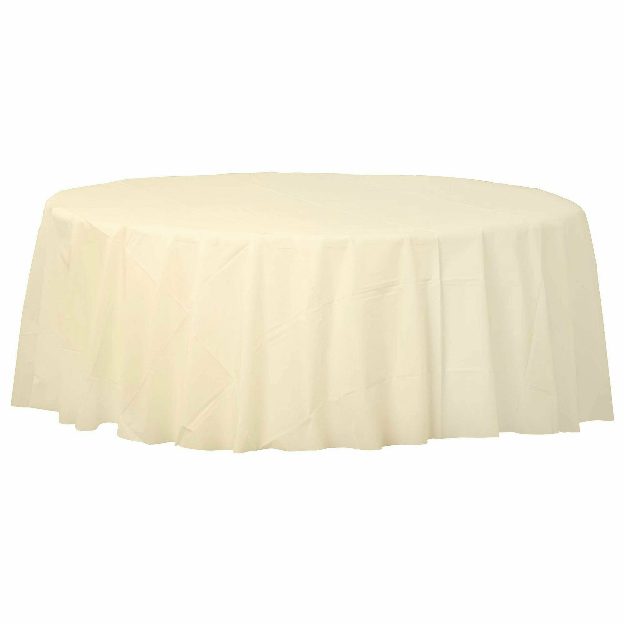 Amscan BASIC Vanilla Creme - 84" Round Plastic Table Cover
