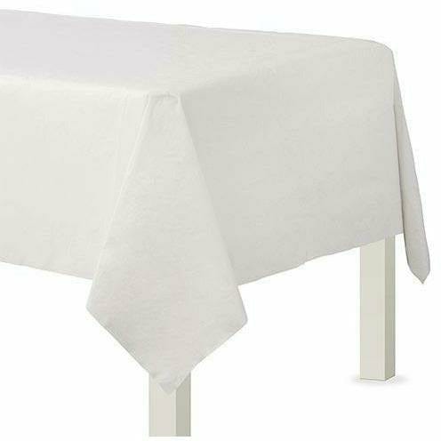 AMSCAN BASIC White 3-Ply Paper Table Cover, 54" x 108"