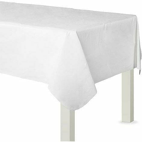 Amscan BASIC White Flannel-Backed Vinyl Tablecloth