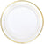Amscan BASIC White Premium Plastic Round Plates with Gold Trim, 7 1/2"