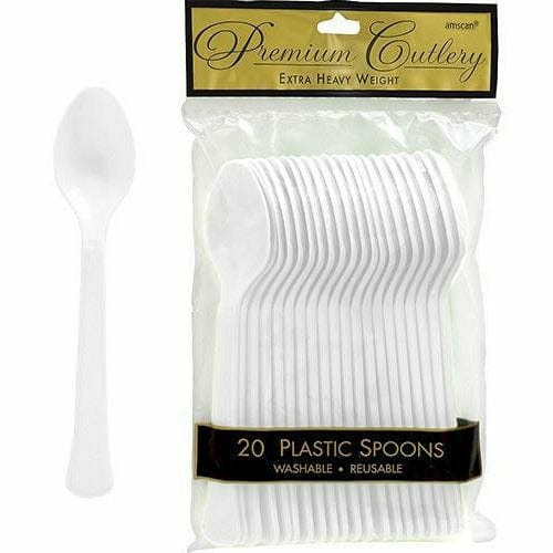 AMSCAN BASIC White Premium Plastic Spoons 20ct