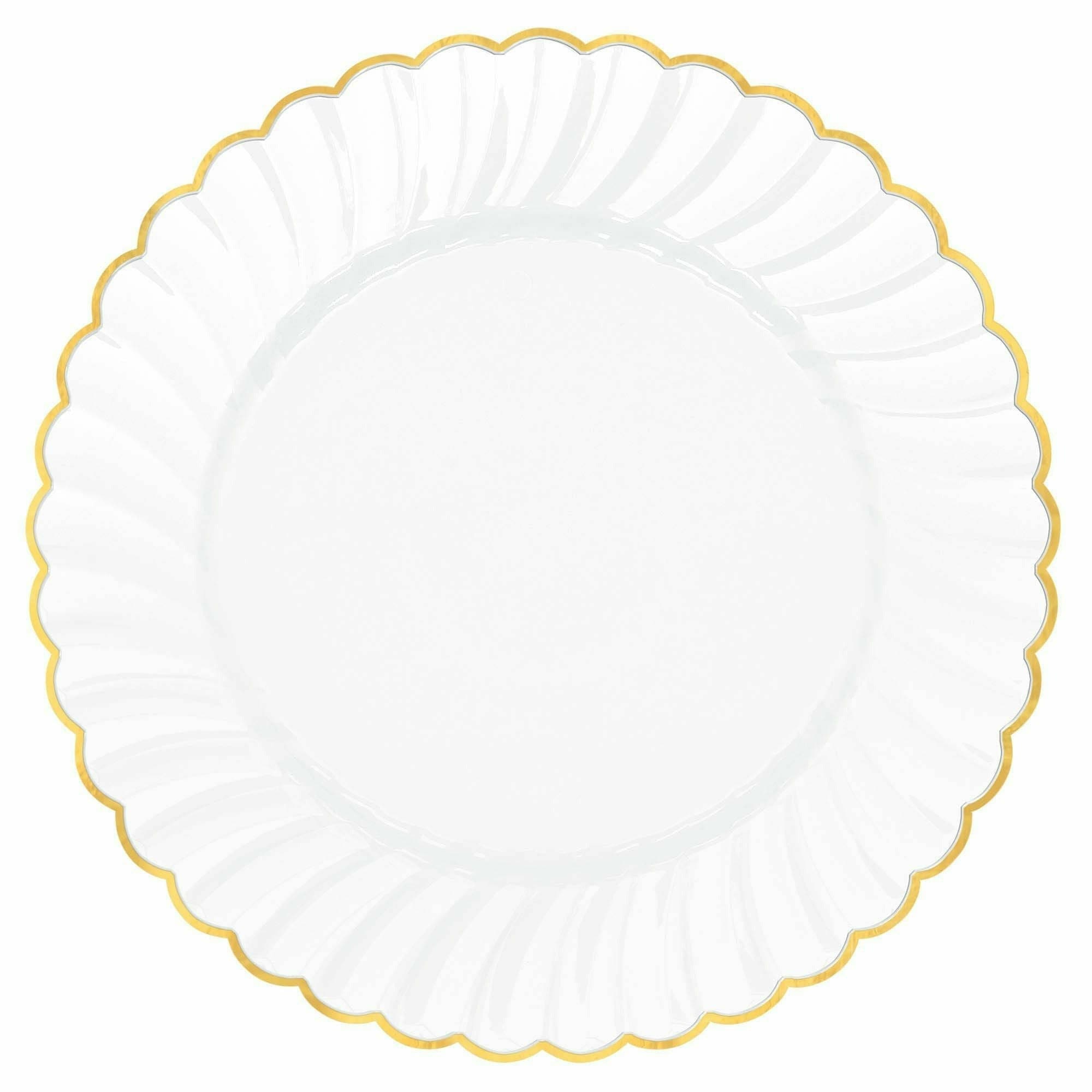 Amscan BASIC White With Gold Trim Scalloped Plates