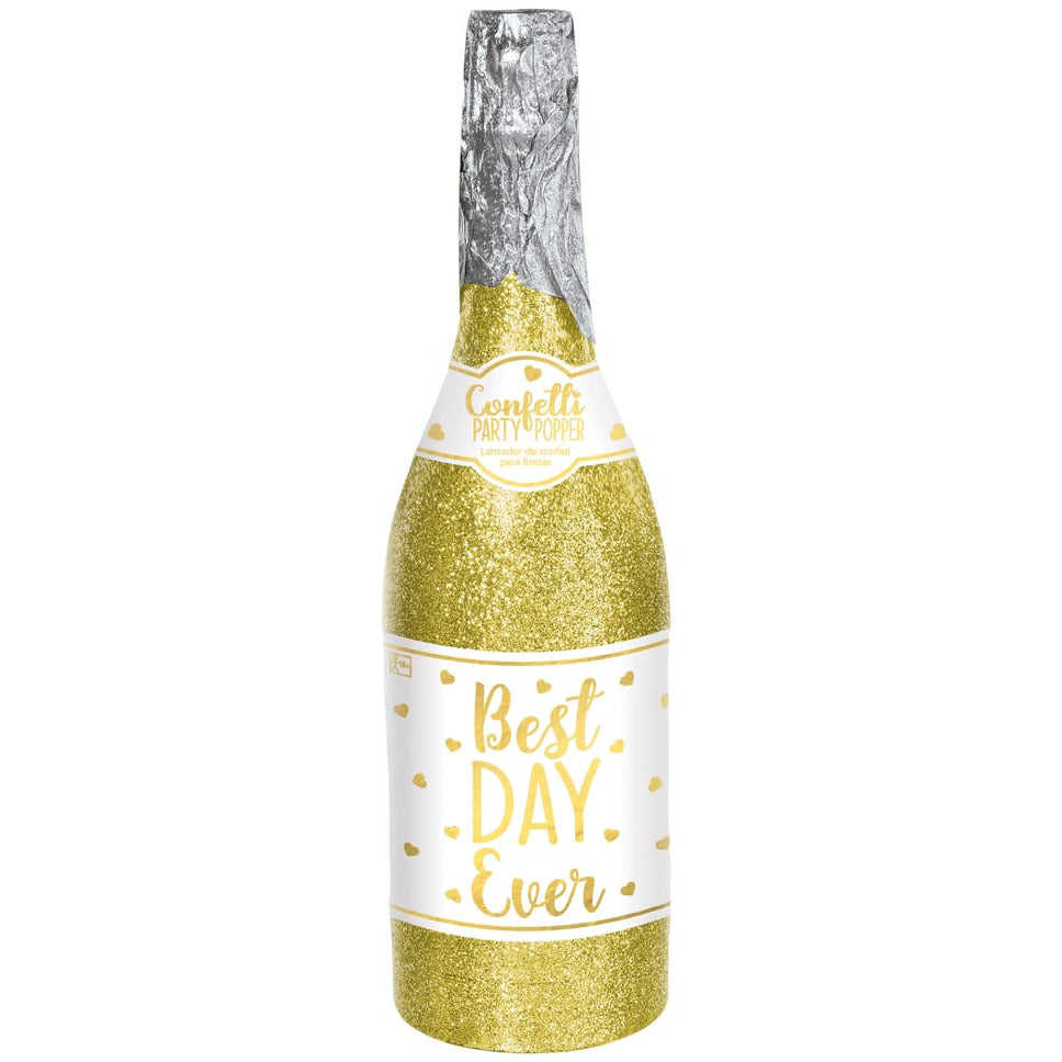 Amscan BIRTHDAY Best Day Ever Confetti Bottle Popper, White/Gold