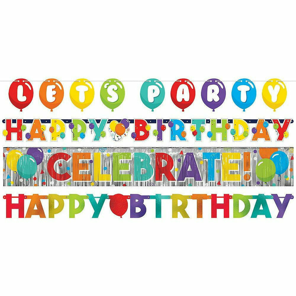 Amscan BIRTHDAY Birthday Balloons Banners 4ct