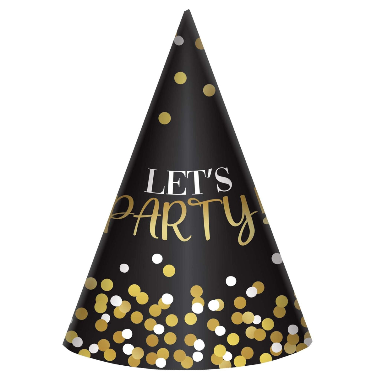 Amscan BIRTHDAY Black &amp; Gold Birthday Cone Hat