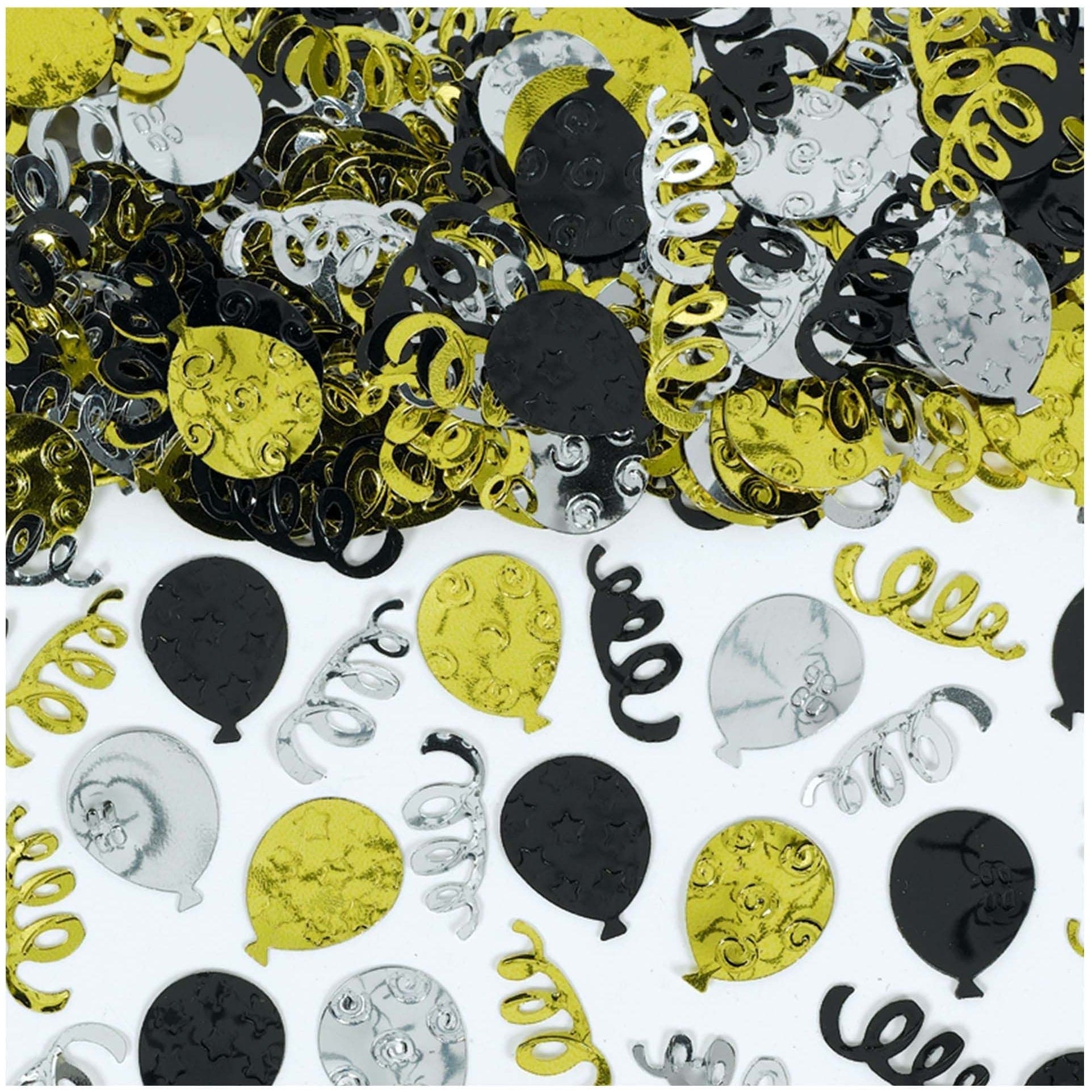 Amscan BIRTHDAY Black, Silver & Gold Party Balloons Confetti