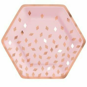 Amscan BIRTHDAY Blush Birthday 9&quot; Hexagon Plate Metallic