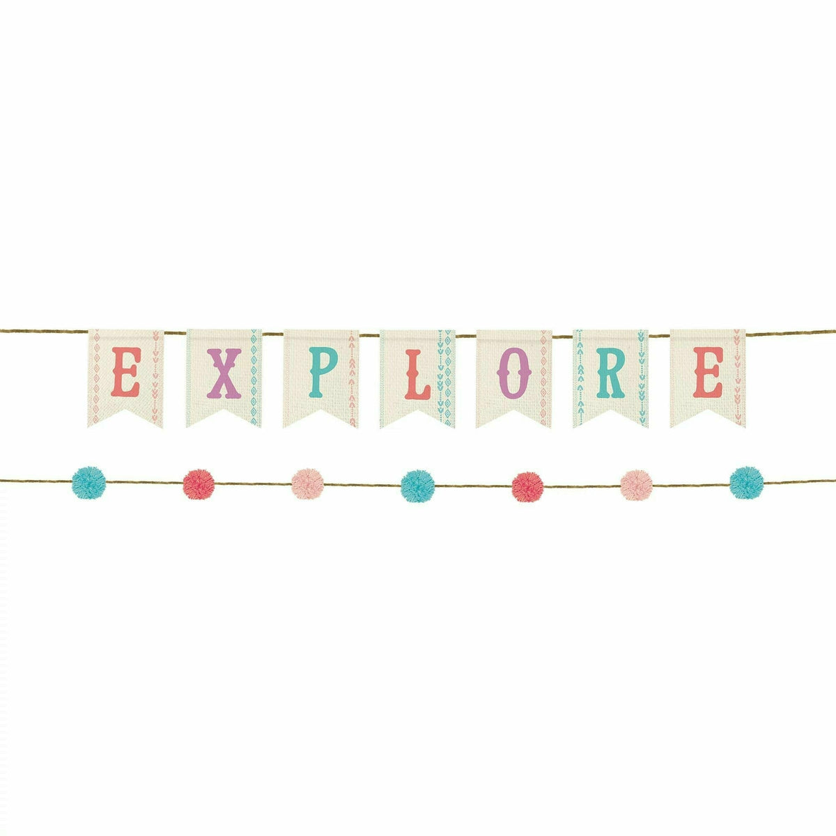 Amscan BIRTHDAY Free Spirit Canvas &amp; Pom Pom Banners