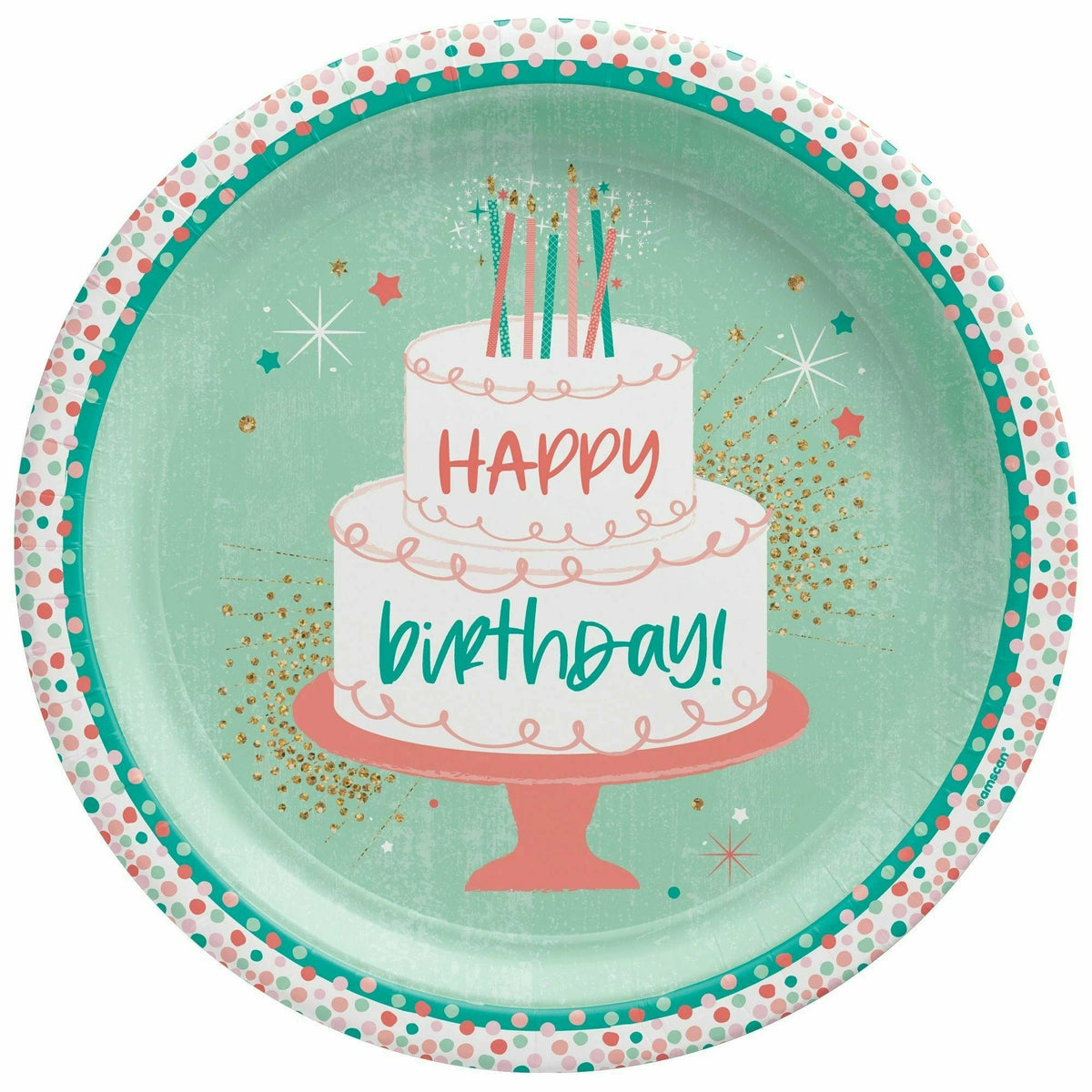 Amscan BIRTHDAY Happy Cake Day 10 1/2&quot; Plate