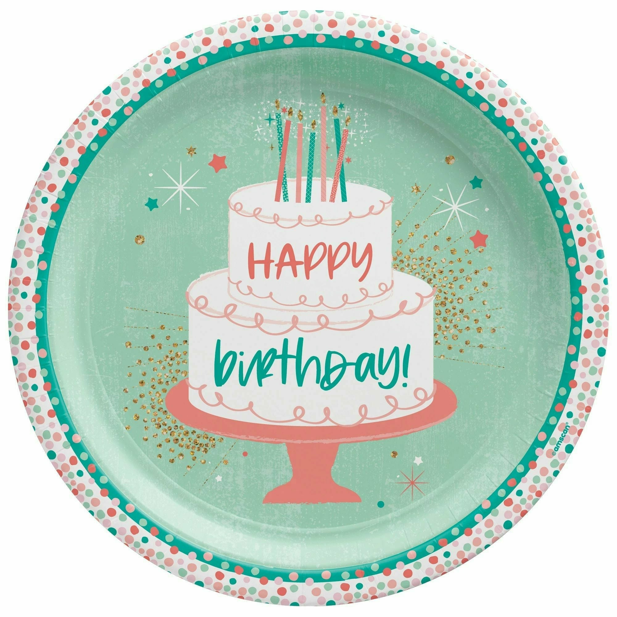 Amscan BIRTHDAY Happy Cake Day 10 1/2" Plate