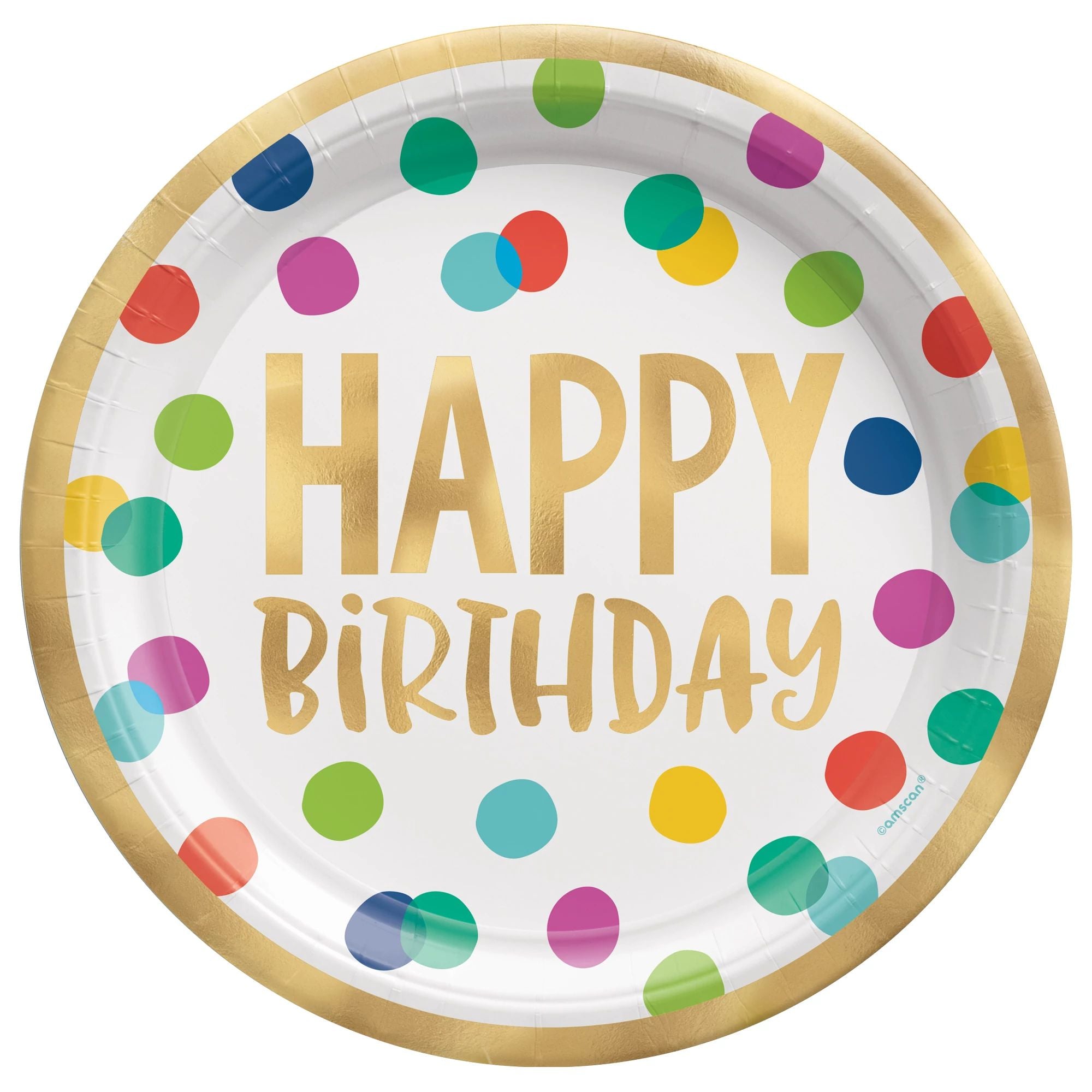 Amscan BIRTHDAY Happy Dots Foil Plate