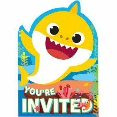 Amscan BIRTHDAY: JUVENILE Baby Shark Invitations 8ct