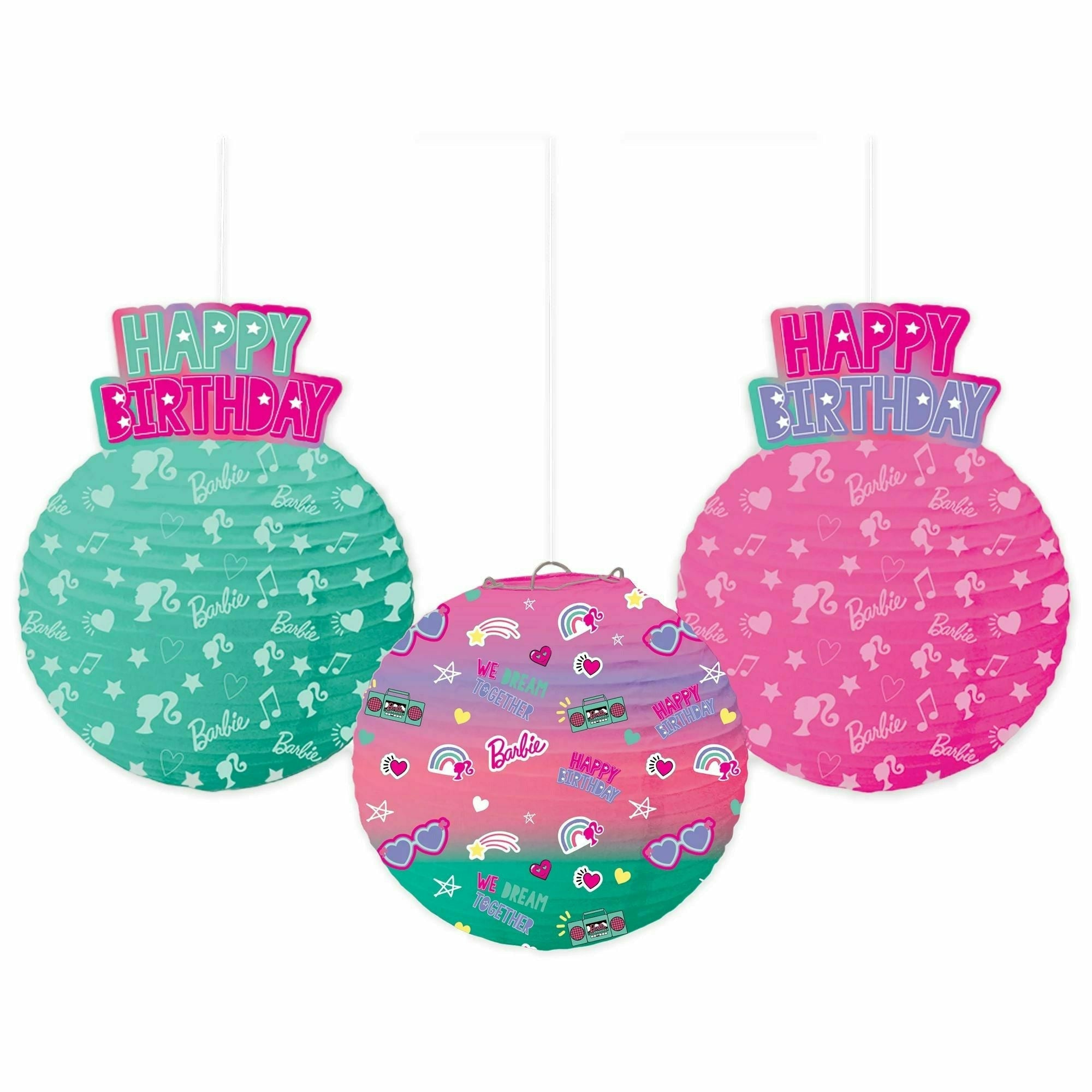 Amscan BIRTHDAY: JUVENILE Barbie Dream Together Embellished Lanterns