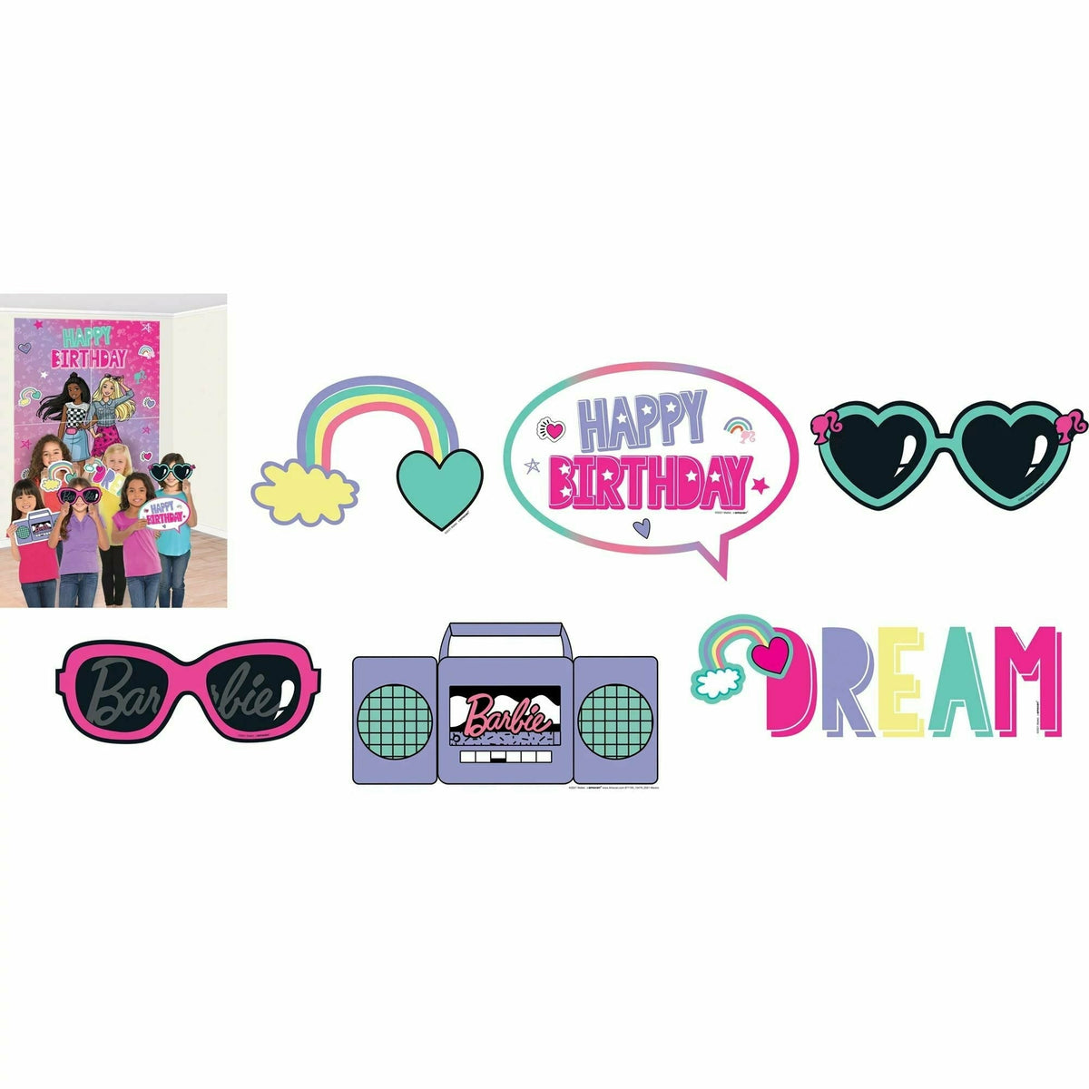 Amscan BIRTHDAY: JUVENILE Barbie Dream Together Scene Setter with Jumbo Props