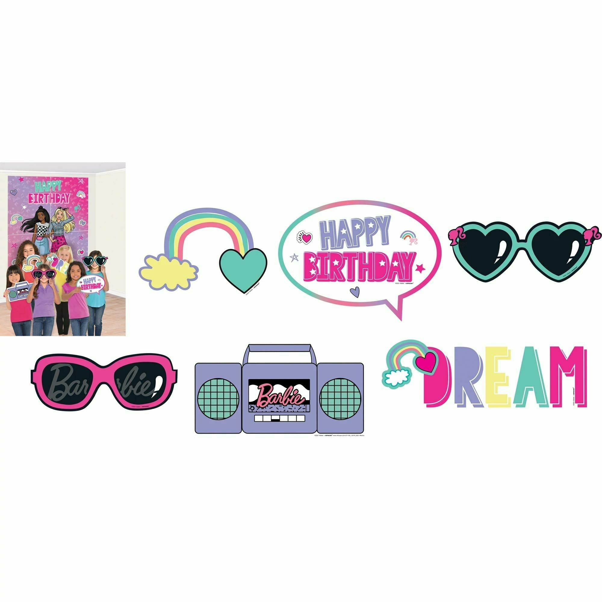 Amscan BIRTHDAY: JUVENILE Barbie Dream Together Scene Setter with Jumbo Props