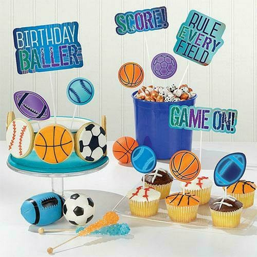 Amscan BIRTHDAY: JUVENILE Birthday Baller Cake Toppers 12ct
