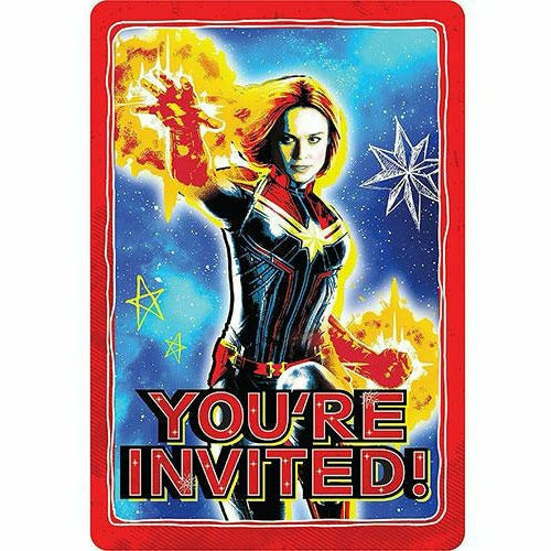 Amscan BIRTHDAY: JUVENILE Captain Marvel Invitations 8ct