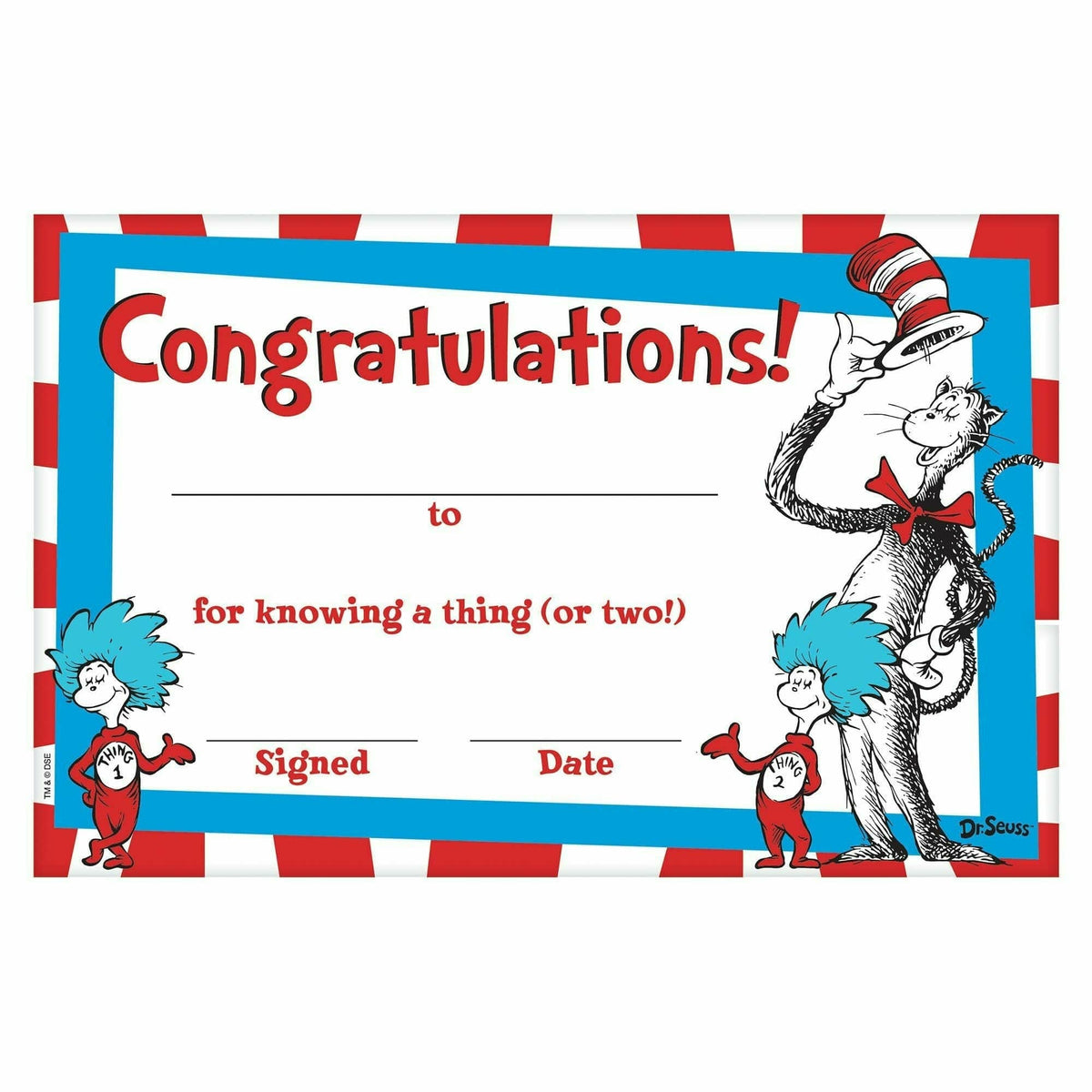 Amscan BIRTHDAY: JUVENILE Cat In The Hat Certificates