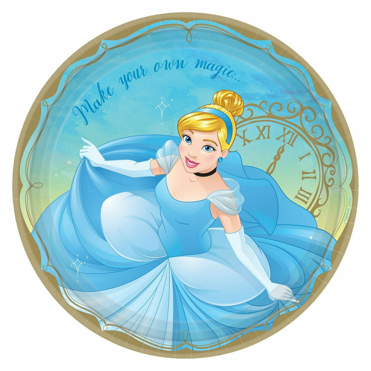 Amscan BIRTHDAY: JUVENILE Disney Princess Round Plates, 9&quot; - Cinderella