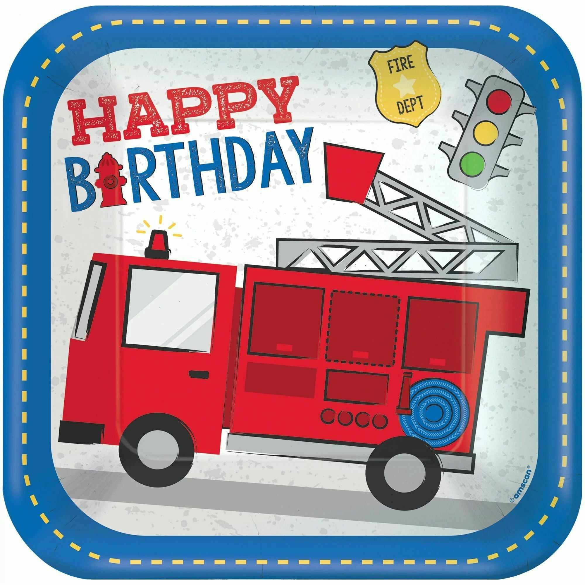 Amscan BIRTHDAY: JUVENILE First Responders 9" Square Plates