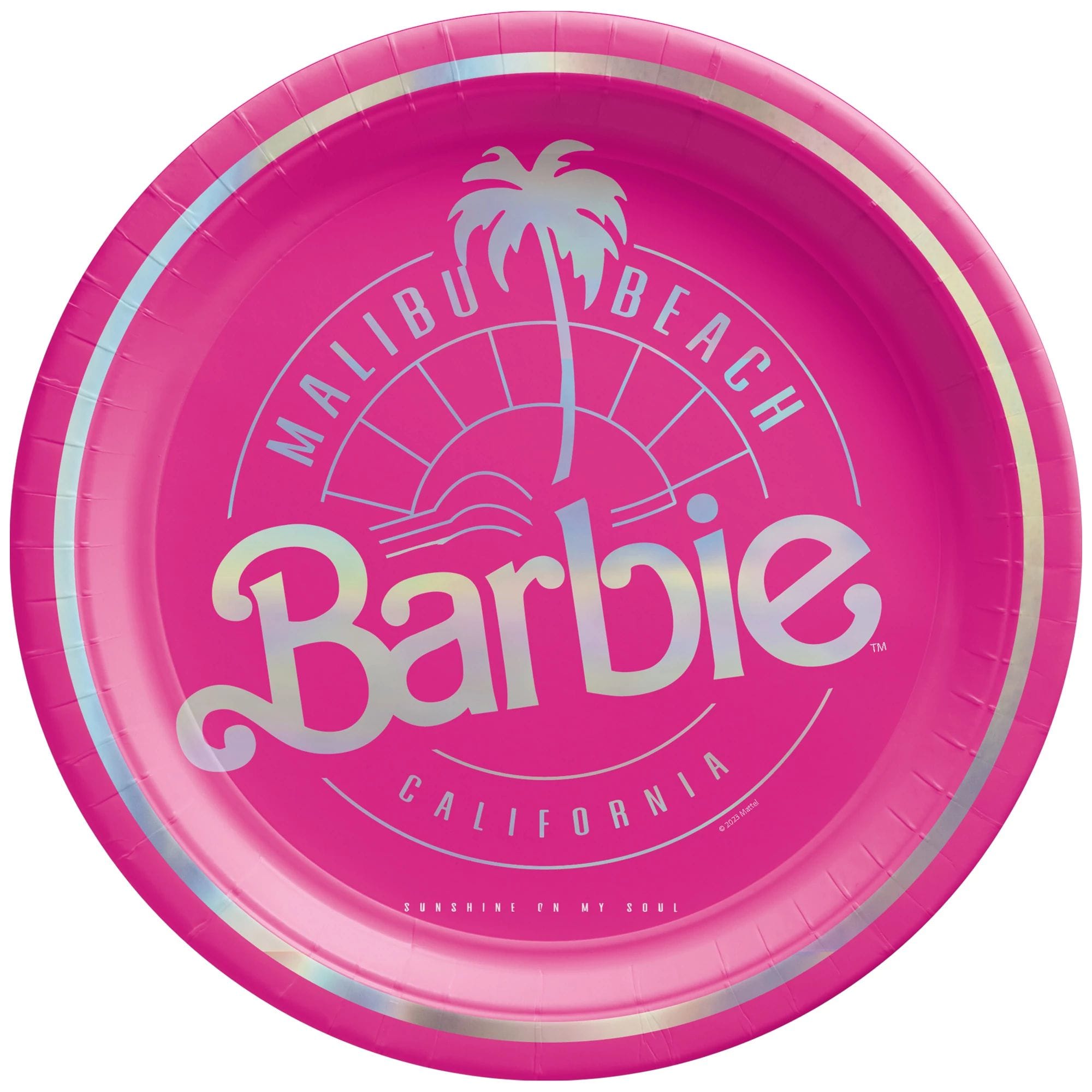 Amscan BIRTHDAY: JUVENILE Malibu Barbie 7" Round Metallic Dessert Plates