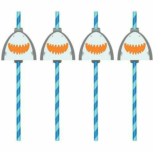 Amscan BIRTHDAY: JUVENILE Pirate Shark Straws 12ct