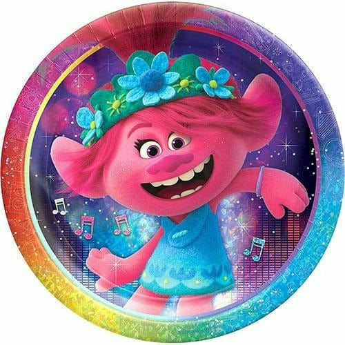 Amscan BIRTHDAY: JUVENILE Prismatic Trolls World Tour Lunch Plates 8ct