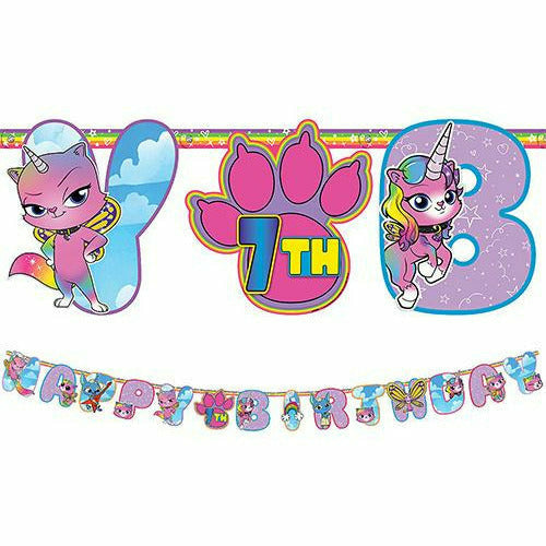 Amscan BIRTHDAY: JUVENILE Rainbow Butterfly Unicorn Kitty Birthday Banner Kit