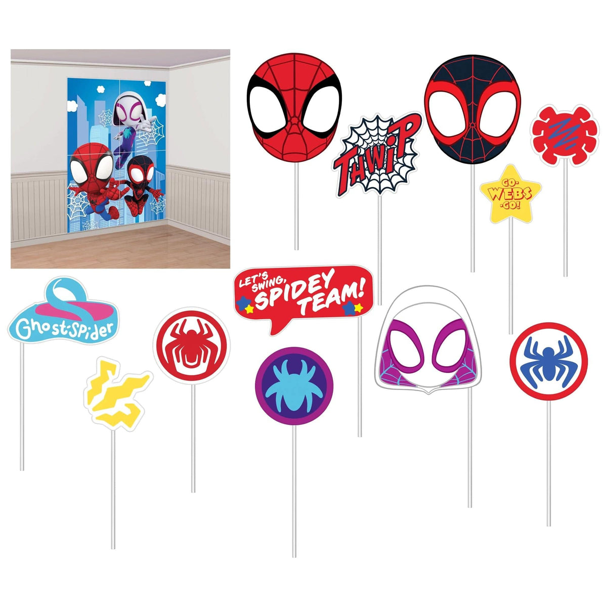 Amscan BIRTHDAY: JUVENILE Spidey &amp; His Amazing Friends Scene Setter w/ Props