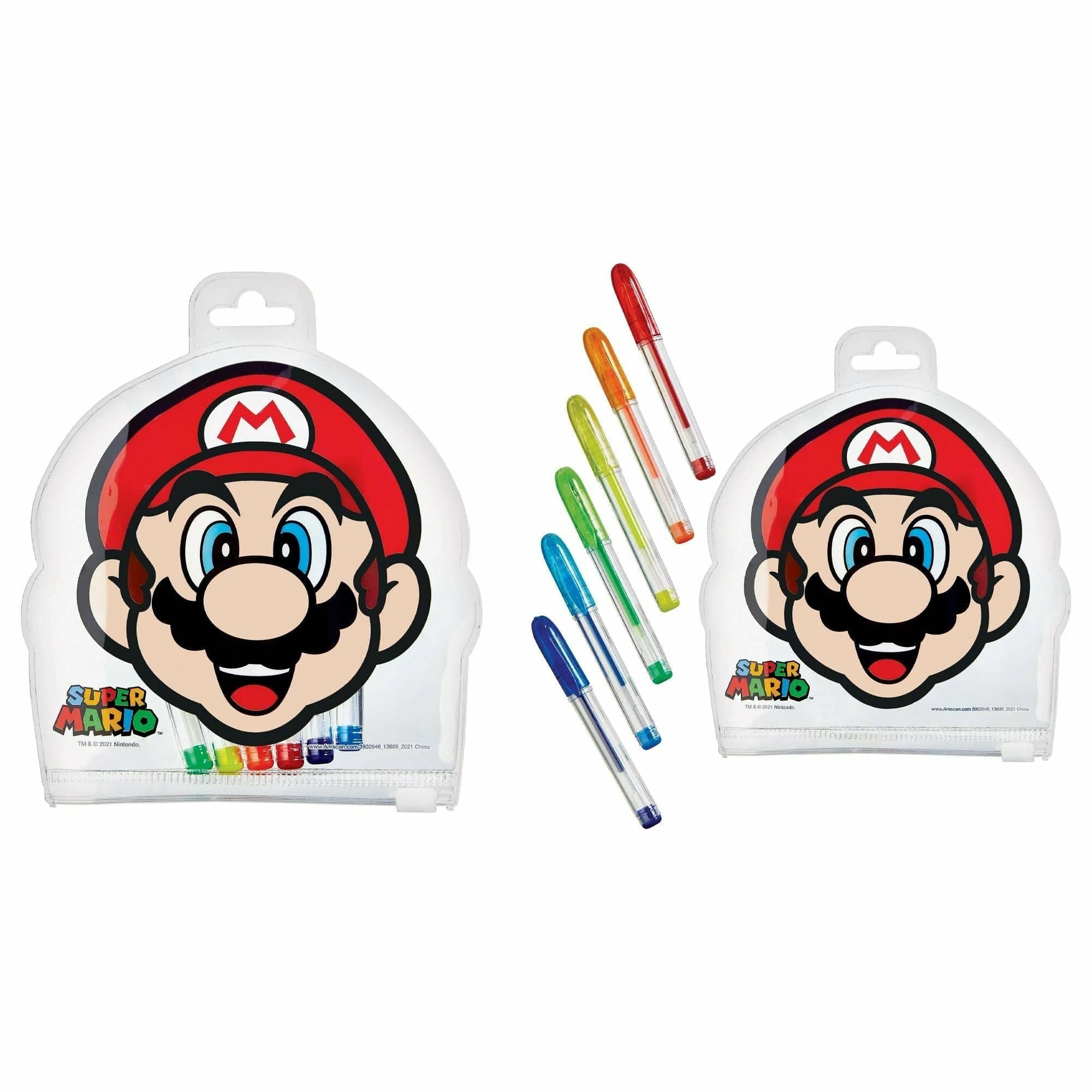 Amscan BIRTHDAY: JUVENILE Super Mario Brothers Diecut Pouch With Gel Pens