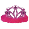 Amscan BIRTHDAY: JUVENILE Tiara Princess Electroplated Plastic w/Marabou - Hot Pink