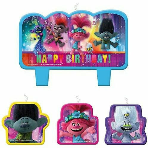 Amscan BIRTHDAY: JUVENILE Trolls World Tour Birthday Candles 4ct