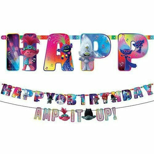 Amscan BIRTHDAY: JUVENILE Trolls World Tour Personalized Birthday Banner Kit 2ct