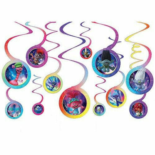 Amscan BIRTHDAY: JUVENILE Trolls World Tour Swirl Decorations 12ct