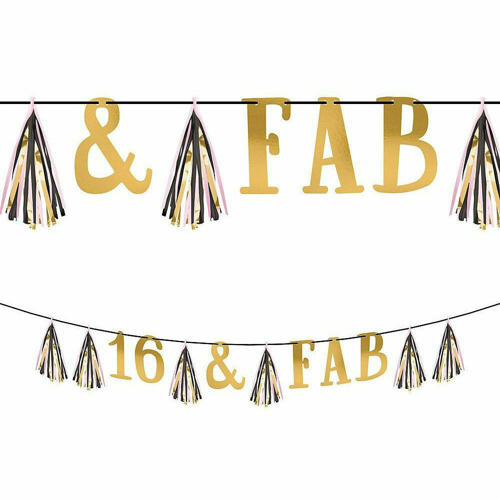 Amscan BIRTHDAY Metallic Gold &amp; Pink Sweet 16 Tassel Garland