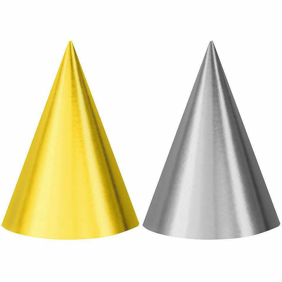 Amscan BIRTHDAY Metallic Gold & Silver Party Hats 12ct