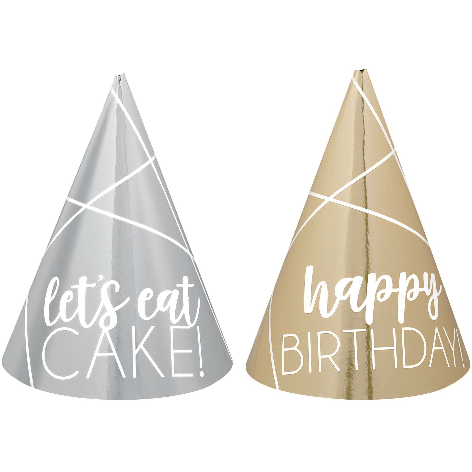 Amscan BIRTHDAY Mini Metallic Gold & Silver Birthday Party Hats 12ct