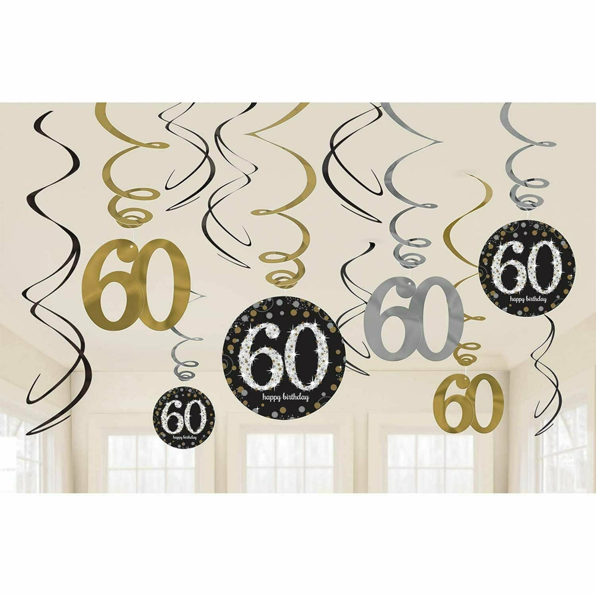 Amscan BIRTHDAY: OVER THE HILL 60 SPRKLNG CLBRT SWIRLS