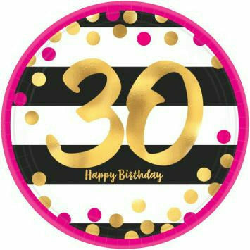 Amscan BIRTHDAY: OVER THE HILL 9&quot; Pink &amp; Gold 30th