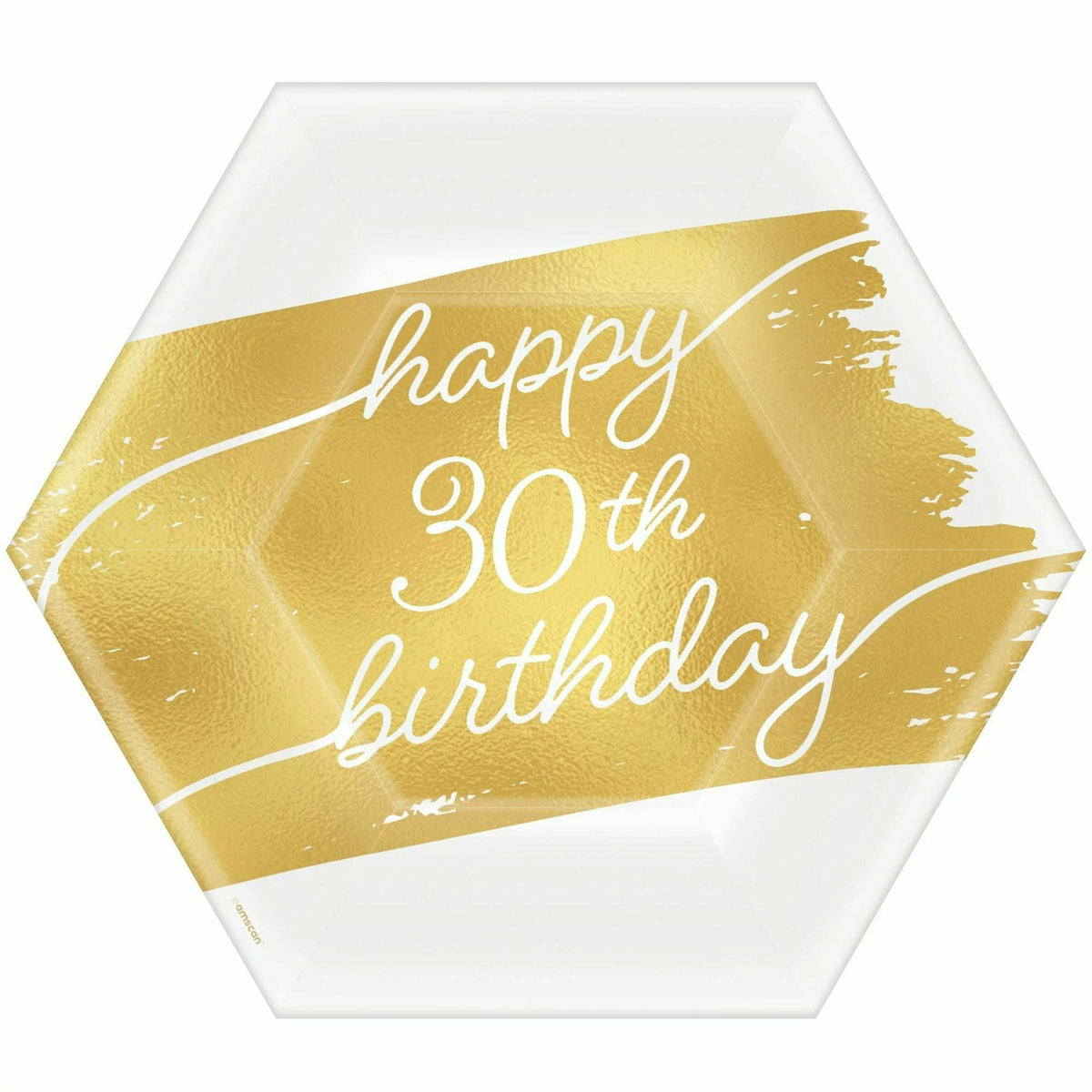 Amscan BIRTHDAY: OVER THE HILL Golden Age Birthday 30th 7&quot; Hexagon Metallic Plates