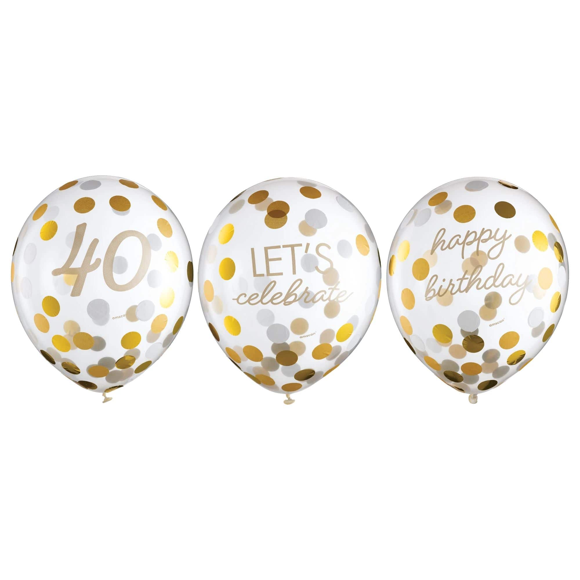 Amscan BIRTHDAY: OVER THE HILL Golden Age Birthday 40th Latex Confetti Balloon