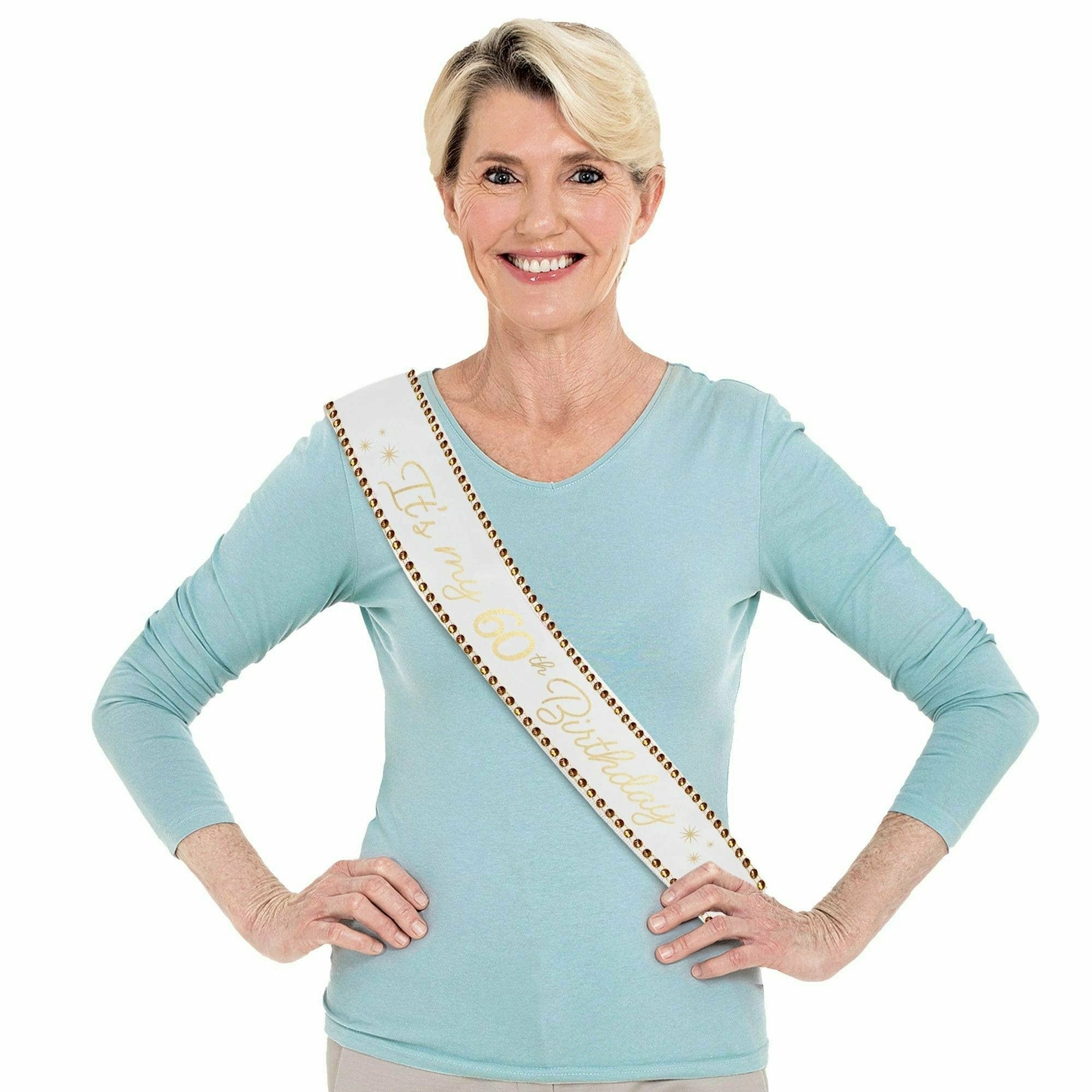Amscan BIRTHDAY: OVER THE HILL Golden Age Birthday 60th Fabric Sash