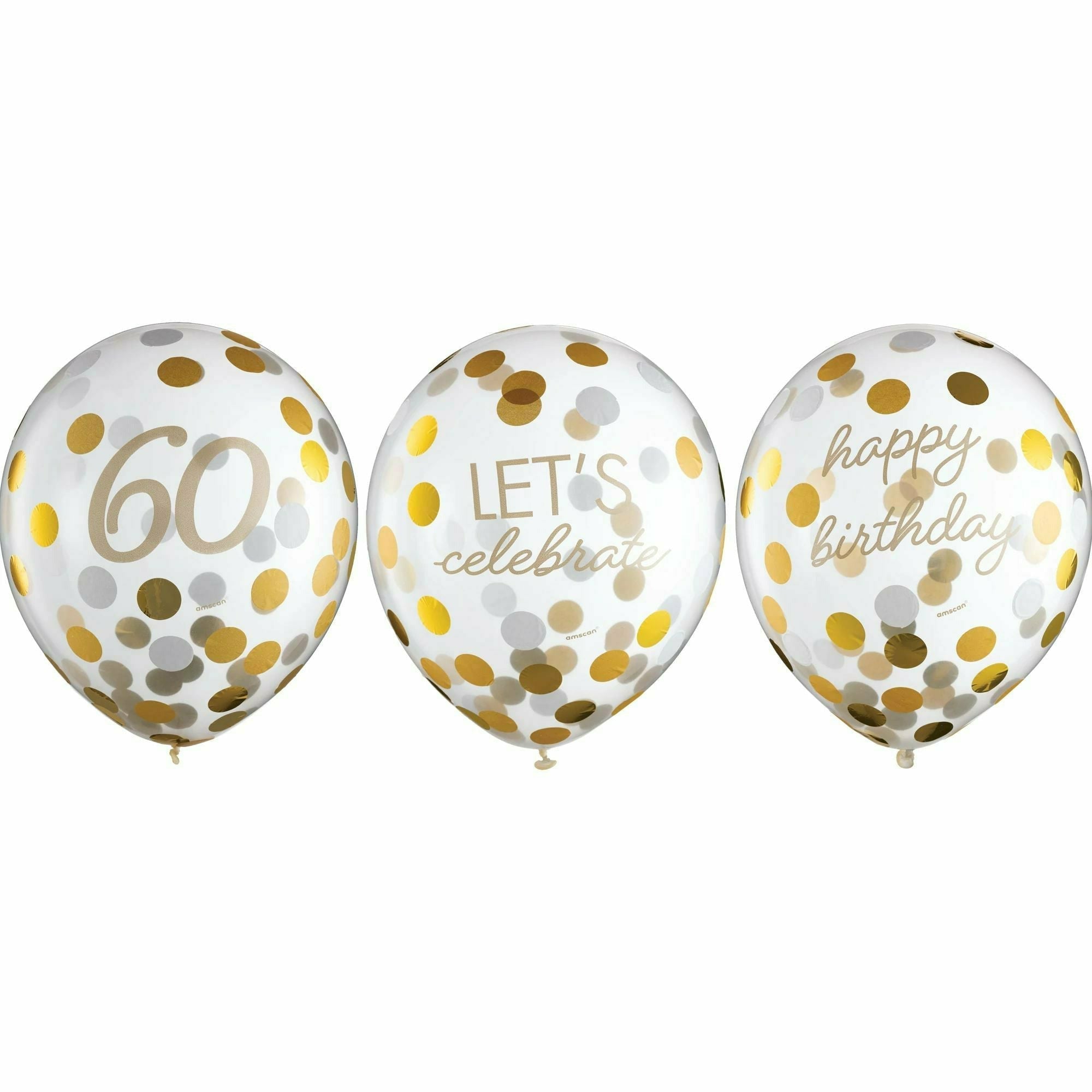 Amscan BIRTHDAY: OVER THE HILL Golden Age Birthday 60th Latex Confetti Balloon
