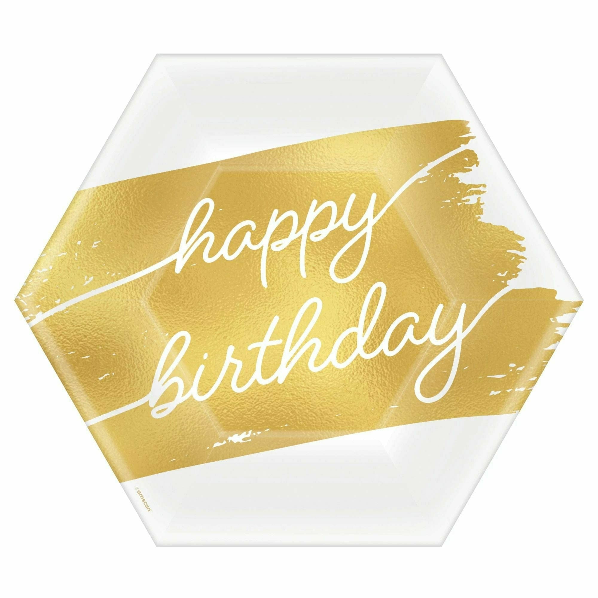 Amscan BIRTHDAY: OVER THE HILL Golden Age Birthday Happy Birthday 7" Hexagon Metallic Plates
